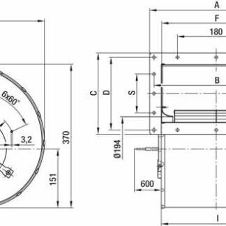 D4E225-BC01-02 — Moto-turbine centrifuge double ouïe ebm-papst, Ø225 mm, technologie AC monophasé — ebm-papst