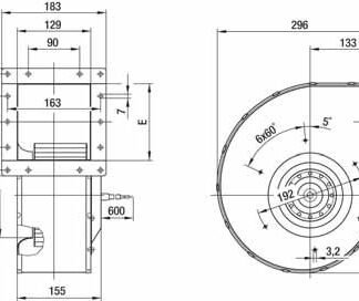 G4D180-FF20-01 — Ventilateur centrifuge pales incurvées vers l'avant (ouïe simple) ebm-papst, Ø180 mm, technologie AC triphasé — ebm-papst