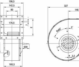 G4E200-BL03-01 — Ventilateur centrifuge pales incurvées vers l'avant (ouïe simple) ebm-papst, Ø200 mm, technologie AC monophasé — ebm-papst