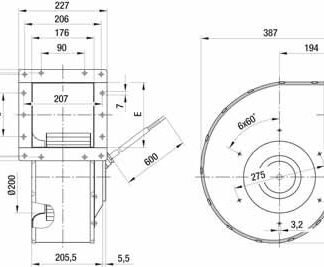 G4E250-EA09-03 — Ventilateur centrifuge pales incurvées vers l'avant (ouïe simple) ebm-papst, Ø250 mm, technologie AC monophasé — ebm-papst