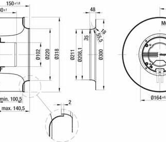 K3G310-AI39-71 — Moto-turbine centrifuge double ouïe ebm-papst, Ø310 mm, technologie EC (GreenTech) — ebm-papst