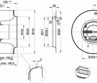 K3G310-AL28-61 — Moto-turbine centrifuge double ouïe ebm-papst, Ø310 mm, technologie EC (GreenTech) — ebm-papst