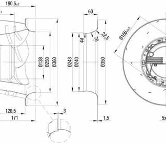 K3G355-AI56-01 — Moto-turbine centrifuge double ouïe ebm-papst, Ø355 mm, technologie EC (GreenTech) — ebm-papst