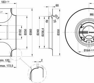 K3G355-AN37-82 — Moto-turbine centrifuge double ouïe ebm-papst, Ø355 mm, technologie EC (GreenTech) — ebm-papst
