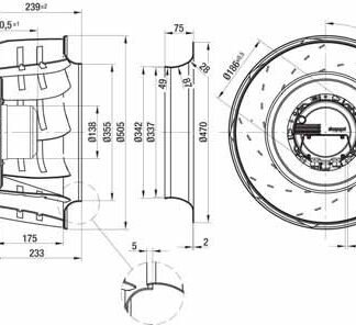 K3G500-AF34-02 — Moto-turbine centrifuge double ouïe ebm-papst, Ø500 mm, technologie EC (GreenTech) — ebm-papst