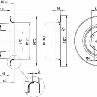 R1G175-AB63-02 — Ventilateur centrifuge pales incurvées vers l'arrière ebm-papst, Ø175 mm, technologie EC (GreenTech) — ebm-papst