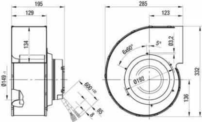 R3G180-AA23-81 — Ventilateur centrifuge pales incurvées vers l'arrière ebm-papst, Ø180 mm, technologie EC (GreenTech) — ebm-papst