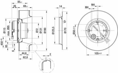 R3G190-AB23-02 — Ventilateur centrifuge pales incurvées vers l'arrière ebm-papst, Ø190 mm, technologie EC (GreenTech) — ebm-papst