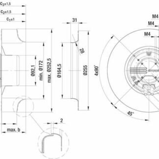 R3G250-AL54-01 — Ventilateur centrifuge pales incurvées vers l'arrière ebm-papst, Ø250 mm, technologie EC (GreenTech) — ebm-papst