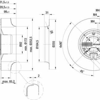 R3G250-AM70-01 — Ventilateur centrifuge pales incurvées vers l'arrière ebm-papst, Ø250 mm, technologie EC (GreenTech) — ebm-papst