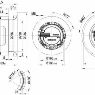 R3G280-AN32-11 — Ventilateur centrifuge pales incurvées vers l'arrière ebm-papst, Ø280 mm, technologie EC (GreenTech) — ebm-papst