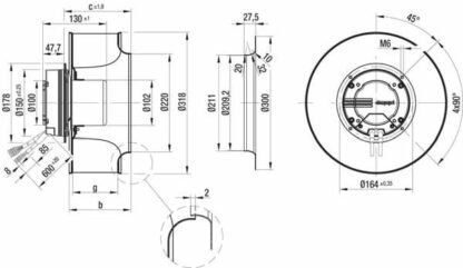 R3G310-AJ23-81 — Ventilateur centrifuge pales incurvées vers l'arrière ebm-papst, Ø310 mm, technologie EC (GreenTech) — ebm-papst
