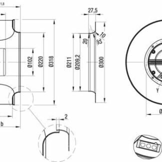 R3G310-AJ38-61 — Ventilateur centrifuge pales incurvées vers l'arrière ebm-papst, Ø310 mm, technologie EC (GreenTech) — ebm-papst