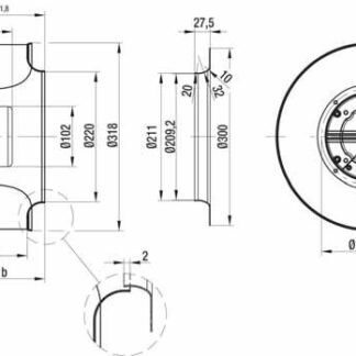 R3G310-AJ40-71 — Ventilateur centrifuge pales incurvées vers l'arrière ebm-papst, Ø310 mm, technologie EC (GreenTech) — ebm-papst