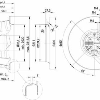 R3G310-AP52-01 — Ventilateur centrifuge pales incurvées vers l'arrière ebm-papst, Ø310 mm, technologie EC (GreenTech) — ebm-papst