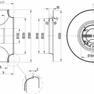 R3G355-AN04-71 — Ventilateur centrifuge pales incurvées vers l'arrière ebm-papst, Ø355 mm, technologie EC (GreenTech) — ebm-papst