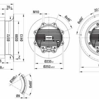 R3G355-AR08-03 — Ventilateur centrifuge pales incurvées vers l'arrière ebm-papst, Ø355 mm, technologie EC (GreenTech) — ebm-papst