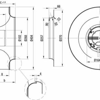 R3G400-AC28-71 — Ventilateur centrifuge pales incurvées vers l'arrière ebm-papst, Ø400 mm, technologie EC (GreenTech) — ebm-papst