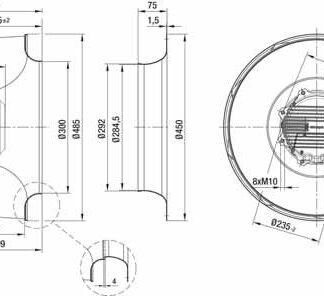 R3G450-AT09-03 — Ventilateur centrifuge pales incurvées vers l'arrière ebm-papst, Ø450 mm, technologie EC (GreenTech) — ebm-papst