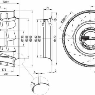 R3G500-AG34-01 — Ventilateur centrifuge pales incurvées vers l'arrière ebm-papst, Ø500 mm, technologie EC (GreenTech) — ebm-papst