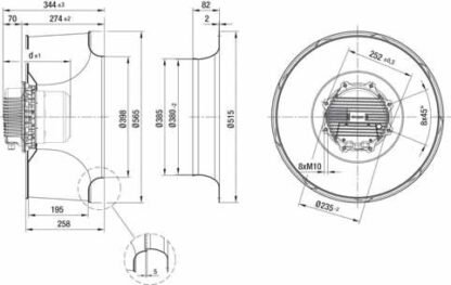 R3G560-AH07-13 — Ventilateur centrifuge pales incurvées vers l'arrière ebm-papst, Ø560 mm, technologie EC (GreenTech) — ebm-papst