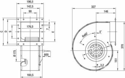 R4D200-AL12-05 — Ventilateur centrifuge pales incurvées vers l'arrière ebm-papst, Ø200 mm, technologie AC triphasé — ebm-papst