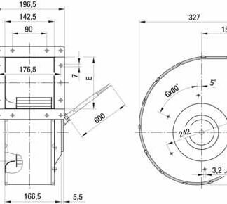 R4D225-AK10-06 — Ventilateur centrifuge pales incurvées vers l'arrière ebm-papst, Ø225 mm, technologie AC triphasé — ebm-papst