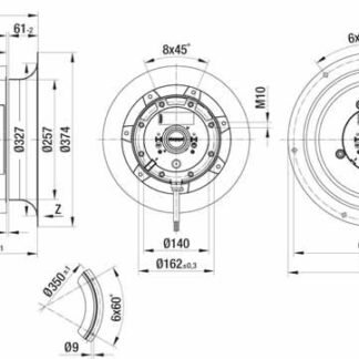 R4D310-CK03-01 — Ventilateur centrifuge pales incurvées vers l'arrière ebm-papst, Ø310 mm, technologie AC triphasé — ebm-papst