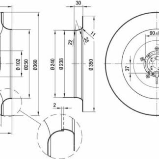 R4D355-AH11-05 — Ventilateur centrifuge pales incurvées vers l'arrière ebm-papst, Ø355 mm, technologie AC triphasé — ebm-papst