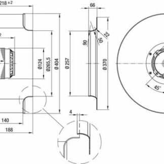 R4D400-AD22-06 — Ventilateur centrifuge pales incurvées vers l'arrière ebm-papst, Ø400 mm, technologie AC triphasé — ebm-papst