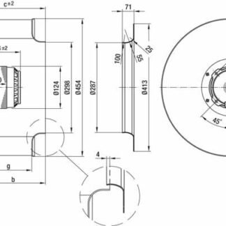 R4D450-AD22-06 — Ventilateur centrifuge pales incurvées vers l'arrière ebm-papst, Ø450 mm, technologie AC triphasé — ebm-papst