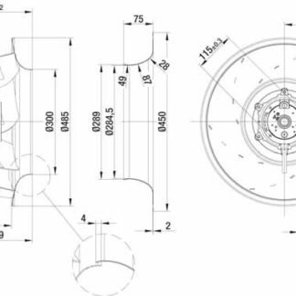 R4D450-AK01-01 — Ventilateur centrifuge pales incurvées vers l'arrière ebm-papst, Ø450 mm, technologie AC triphasé — ebm-papst