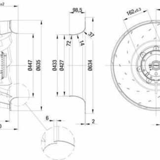 R4D630-AQ03-01 — Ventilateur centrifuge pales incurvées vers l'arrière ebm-papst, Ø630 mm, technologie AC triphasé — ebm-papst