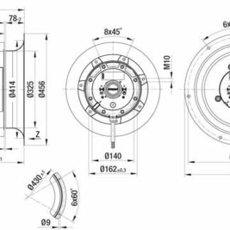 R6D400-CM05-01 — Ventilateur centrifuge pales incurvées vers l'arrière ebm-papst, Ø400 mm, technologie AC triphasé — ebm-papst