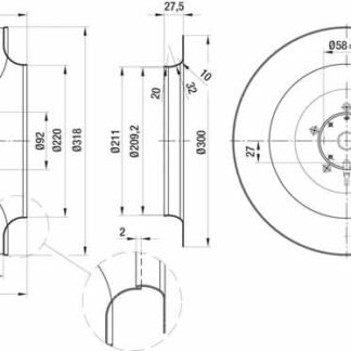 R6E310-AI04-01 — Ventilateur centrifuge pales incurvées vers l'arrière ebm-papst, Ø310 mm, technologie AC monophasé — ebm-papst